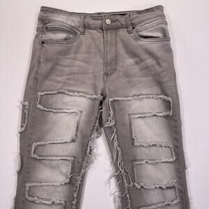 Rockstar Original Jeans Mens 32 (30) Gray Denim Pants Shake Stacked Distressed